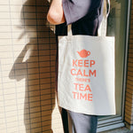 KEEP CALM<br>THERE'S<br>TEA TIME<br>コットンバッグ (薄手)